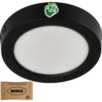 LED panel Berge Kulatý LED panel přisazený - černý - 12W - PC - neutrální bílá