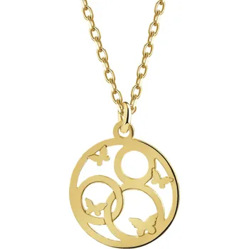 Náhrdelník Pozlacený stříbrný náhrdelník - kroužky, motýli - AP538-2627