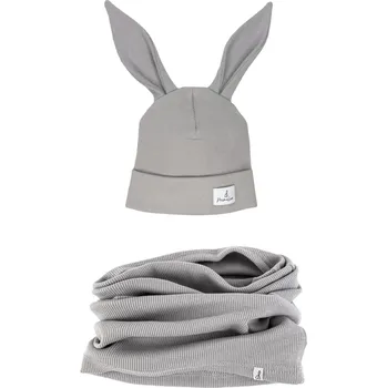 Dívčí mikina Mimilove Sada čepičky králíček s nákrčníkem Šedá 2-4 let