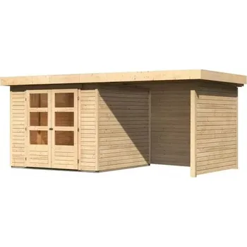 Zahradní stavba KARIBU HOLZTECHNIK dřevěný domek KARIBU ASKOLA 3,5 + přístavek 240 cm včetně zadní a boční stěny (77719) natur LG3246