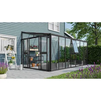 Skleník Obloukový skleník, skleník z polykarbonátu, Vitavia Garden skleník ze skla VITAVIA ATHENA 11900 sklo 3 mm + PC 10 mm černý LG3840
