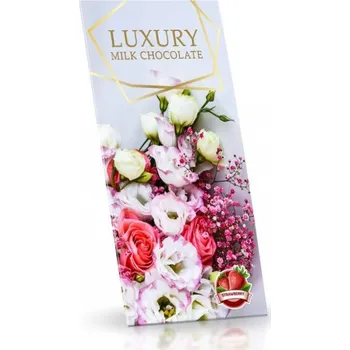 Čokoláda Mléčná čokoláda s jahodovým posypem - Bíločervené květy 175 g