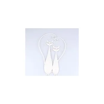 Plechová dekorace, kočky v srdci