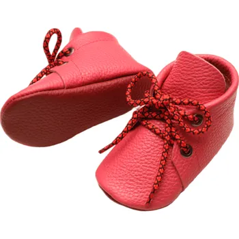 Capáčky EVTODI Kožené capáčky s koženou podrážkou kotníčkové růžové 6-12 měsíců Růžová 19,5