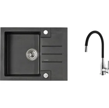 Granitový dřez Granitový dřez s baterií ALVEUS ROCK 30 Carbon 91 595x475 mm + baterie Mintas SETA23238