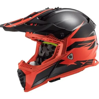 Helma na motorku LS2 Helmets LS2 MX437 FAST EVO ROAR MATT BLACK RED - 3XL