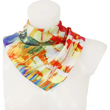 Šátek Dámský oboustranný hedvábný šátek RR3055 letuška s potiskem malby duhový park a přístav 9001637-21