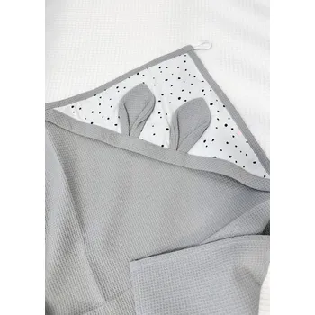Vaflová osuška s oušky - šedá s puntíkem