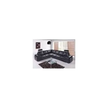 Obývací pokoj FALCO Rohová kožená sedací souprava Martha levá černá kůže