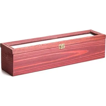 Dárková krabička Bedýnka dřevěná s rámečkem bordó na 1 láhev 0,375l