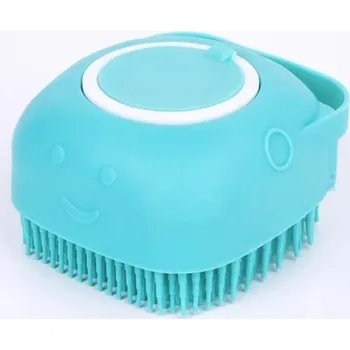 Kartáč pro zvířata Měkký silikonový kartáč na péči o srst psů a koček | plnitelný kartáč - modrý