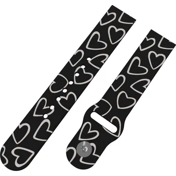 Příslušenství k chytrým hodinkám Strapido SRDCE ČERNOBÍLÁ řemínek 22 mm