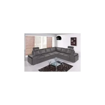 Sedací souprava FALCO Rohová kožená sedací souprava Martha pravá šedá kůže