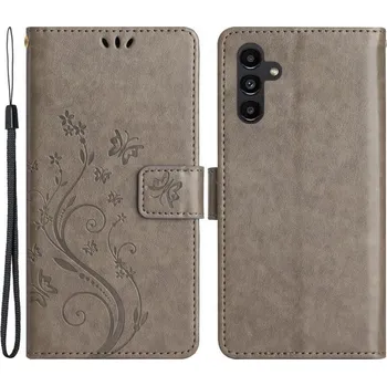 Pouzdro na mobilní telefon Flowers peněženkové pouzdro pro Samsung Galaxy A54 5G - šedé