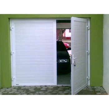 Garážová vrata Dvoukřídlá hliníková garážová vrata Kružík šířka 2500 a výška 2000 mm STANDARD barva bílá Barva: bílá RAL 9010 lamela woodgrain