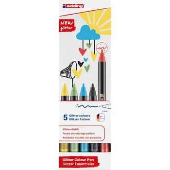 Fixy Edding 1200, sada 5 ks, třpytivé základní barvy