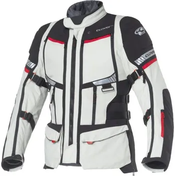 Moto bunda CLOVER bunda GTS-5 WP light grey/red/black - 3XL