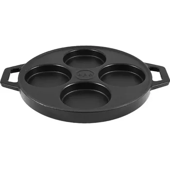Litinová smaltovaná multifunkční pánev černá (pánev 4 místa z vysoce kvalitní posmaltované litiny)