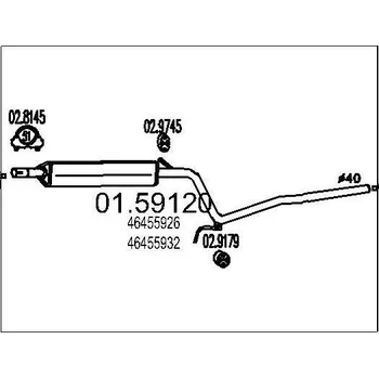 Tlumič výfuku Střední tlumič výfuku MTS 01.59120