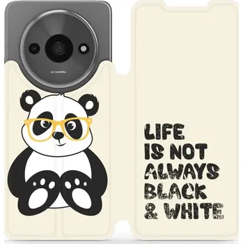 Pouzdro na mobilní telefon Flipové pouzdro Mobiwear - Xiaomi Redmi A3 - M041S Panda - life is not (Knížkové flip pouzdro, obal, kryt na mobil Xiaomi Redmi A3 - M041S Panda - life is not, materiál Umělá kůže + TPU - ochrana 360°, stojánek, silikonová vanička, magnetické zavírání)