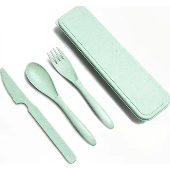 Příbor Sada eco friendly příborů v boxu | Cestovní eko příbory - Zelená