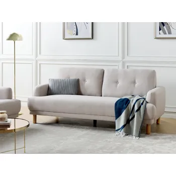 Pohovka Čalouněná pohovka 3místná tmavě šedá dřevěné nohy moderní nábytek do obývacího pokoje Beliani