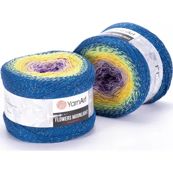 Galanterie Yarn Art Příze Flowers Moonlight 3257 lila fialová, žlutá, hráškově zelená, petrol