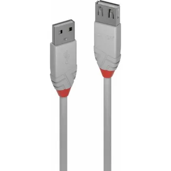 Datový kabel Lindy USB-A - USB-A kabel USB 2 m šedý (36713)