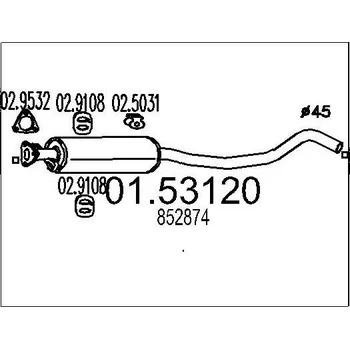 Auto-moto Střední tlumič výfuku MTS 01.53120