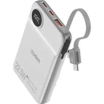 Powerbanka ChoeTech B695 Wireless 10000mAh Fast Charge + PD3.0 (20W), 3in1, bílá