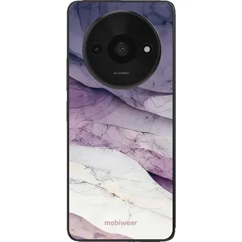 Pouzdro na mobilní telefon Lesklý kryt Mobiwear Glossy - Xiaomi Redmi A3 - G028G - Bílý a fialový mramor (Prémiové lesklé pouzdro, obal, kryt Mobiwear Glossy na mobil Xiaomi Redmi A3 - G028G - Bílý a fialový mramor, materiál Plast + TPU silikon - krytí po všech stranách,)