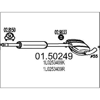 Tlumič výfuku Střední tlumič výfuku MTS 01.50249