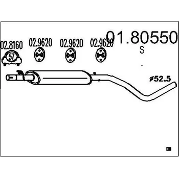 Tlumič výfuku Střední tlumič výfuku MTS 01.80550