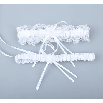 B-TOP Set 2 ks svatebních podvazků s květem a mašlí - více barev Druh barvy: Bílá