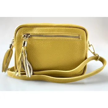 Leather Country Dámská kožená crossbody kabelka LC9461207 - žlutá