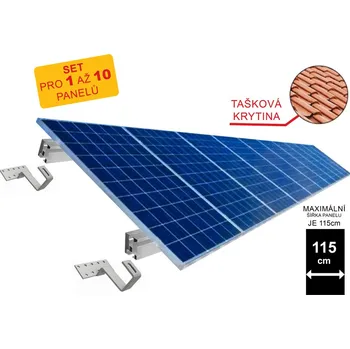 montážní sada pro solární panel Sada konstrukce na šikmou TAŠKOVOU střechu (pro 1 až 10 panelů) Max. 115cm panely: Set pro 2 panely