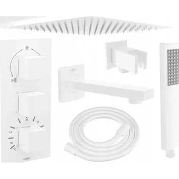 Sprchový set Mexen Cube DR02 podomítkový vanový/Sprchový set s 30 cm, bílá 77503DR0230-20