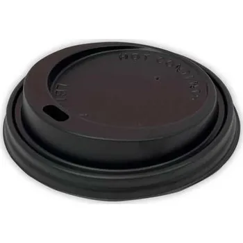 Jednorázové nádobí Víčko na kelímek papírový, průměr 90 mm, PS, černé, 100 ks