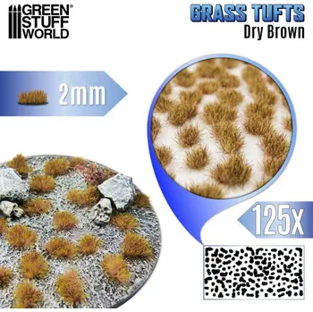 Plastikový model Grass Tufts – samolepící drny suchá hnědá tráva, 2mm (125 ks)