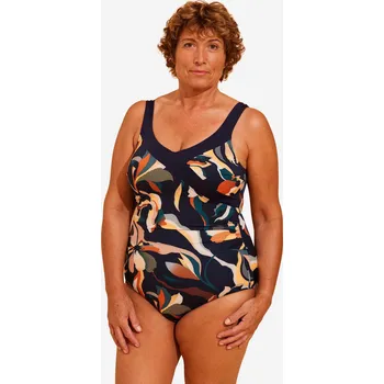 Dámské plavky DECATHLON Dámské plavky jednodílné Karli Flo 50 ORANŽOVÁ