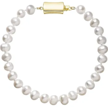 Náušnice Perlový náramek z říčních perel se zapínáním ze 14 karátového zlata 923001.1/9267A bílý