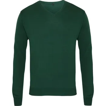 Pánský svetr Premier Workwear Pánský pletený svetr s výstřihem do véčka Barva: Zelená lahvová, Velikost: XXS PW694