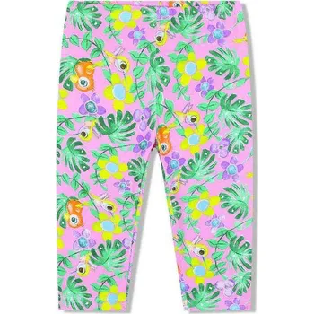 Dívčí legíny DÍVČÍ TŔÍČTVRTEČNÍ LEGÍNY S OBRÁZKEM Barva: Růžové/zelené lístečky, Velikost: 128