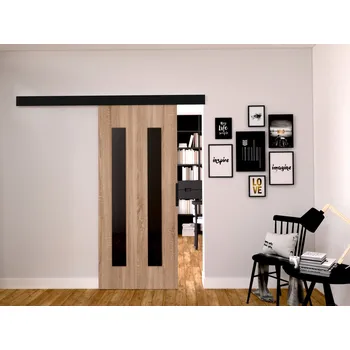 Interiérové dveře Posuvné dveře STANDART MIX H90, Sonoma/Černá