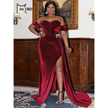 Dámské šaty Plesové dámské šaty LissCord lC1142 Barva: Vínová, Velikost: 3XL