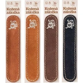 Záložka Kožená záložka do knihy Lev - kůže hnědá semiš, zlatá ražba