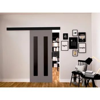 Interiérové dveře Posuvné dveře STANDART MIX H90, Šedá/Černá