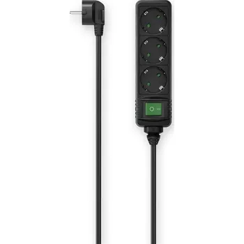 Prodlužovací kabel Kabel prodlužovací Hama 3x zásuvka schuko, vypínač, 3 m - černý