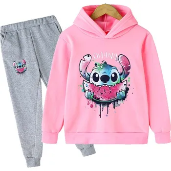 Lilo & Stitch Dětská tepláková souprava s potiskem na motivy oblíbeného seriálu " Lilo & Stitch" - růžová Barva: C, Velikost: 160