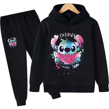 Lilo & Stitch Dětská tepláková souprava s potiskem na motivy oblíbeného seriálu " Lilo & Stitch" - černá Barva: A, Velikost: 150